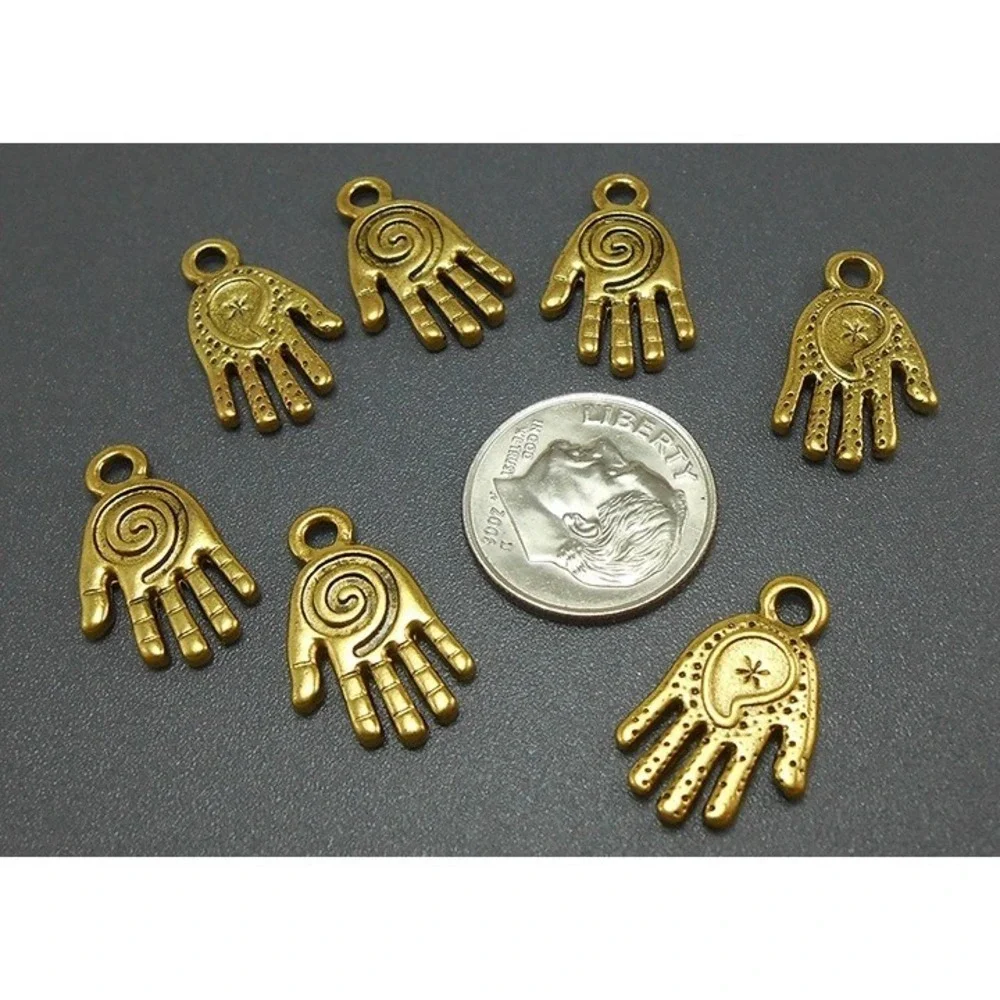 8pcs‎ Hand Charms gold tone metal palm reader